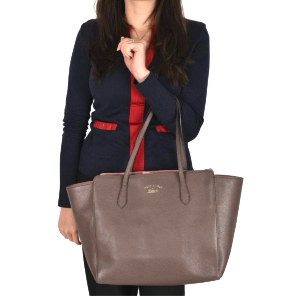 Gucci Authentic Large size Swing tote bag grey and pink leather - Picture 2 of 16